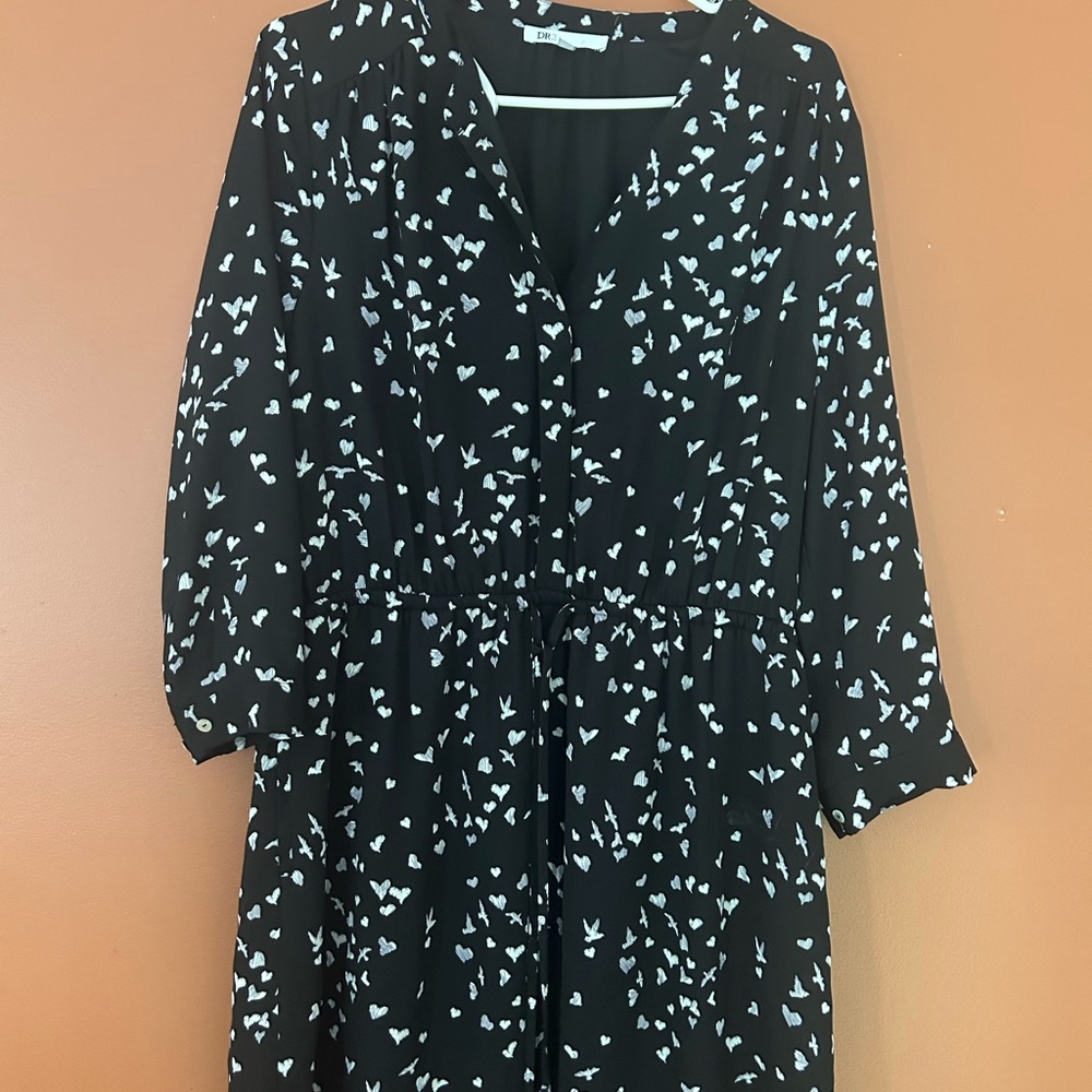 DR2 Black Dress with White Pattern